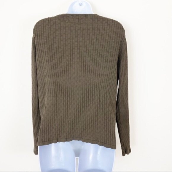 GEOFFREY BEENE SPORT Silk Blend Knit Woven Top Stretchy Size XL Brown Tan Y2K - Picture 4 of 5